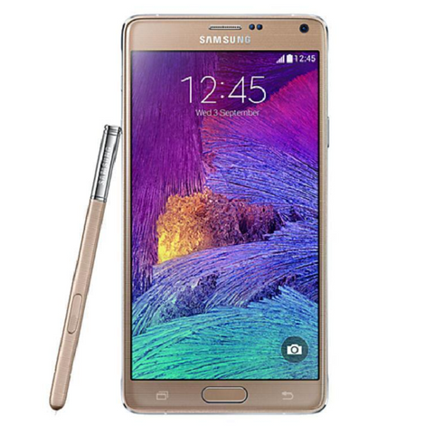 Refurbished Samsung Galaxy Note 4 in gold front view
