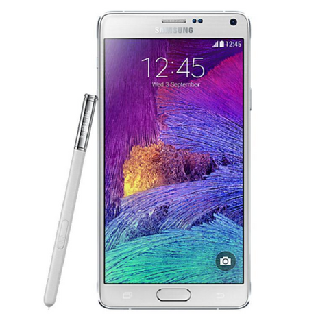 Refurbished Samsung Galaxy Note 4 in white front view