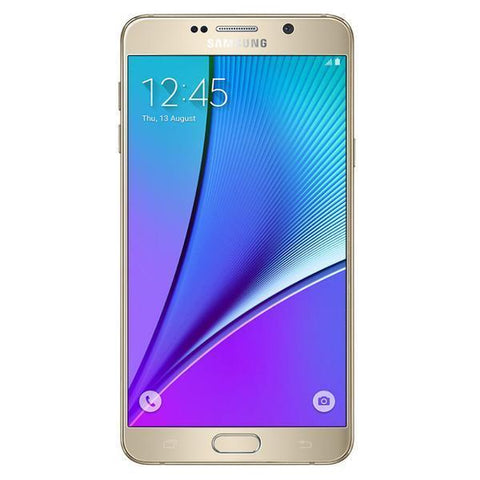 Refurbished Samsung Galaxy Note 5 in gold front view