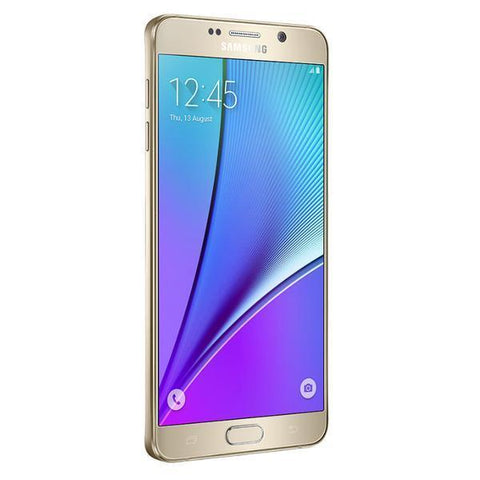 Refurbished Samsung Galaxy Note 5 in gold left side view