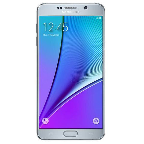 Refurbished Samsung Galaxy Note 5 in silver front view