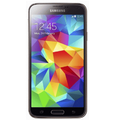 Refurbished Samsung Galaxy S5 in gold front view