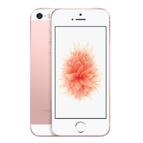 Refurbished Apple iPhone SE in rose gold front and rear view