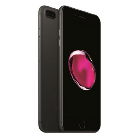 Refurbished Apple iPhone 7 Plus in black side front and rear view