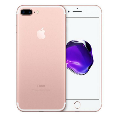 Refurbished Apple iPhone 7 Plus in rose gold and rear view