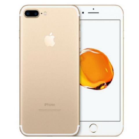 Refurbished Apple iPhone 7 Plus in gold front and rear view