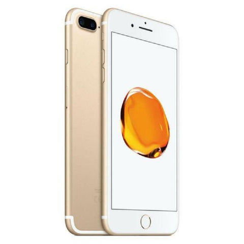Refurbished Apple iPhone 7 Plus in gold side front and rear view