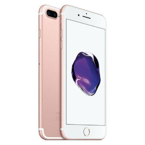 Refurbished Apple iPhone 7 Plus in rose gold side front and rear view