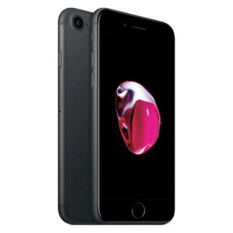 Refurbished Apple iPhone 7 in black front and rear view