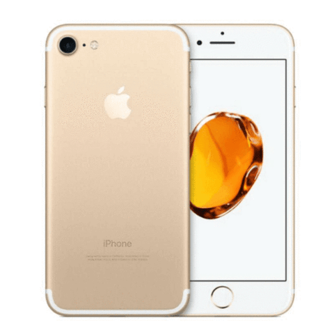 Refurbished Apple iPhone 7 in gold front and rear view