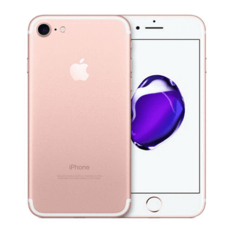 Refurbished Apple iPhone 7 in rose gold front and rear view
