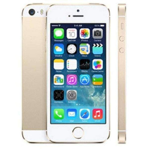 Refurbished Apple iPhone 5S in gold front and rear view