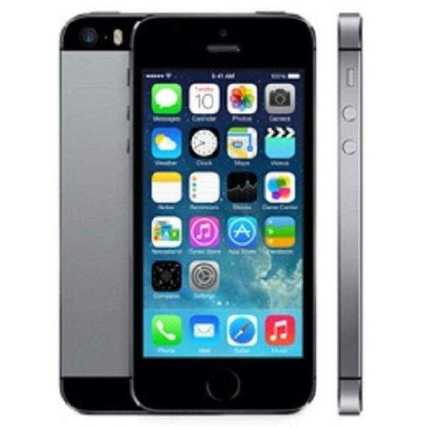 Refurbished Apple iPhone 5S in space grey front and rear view