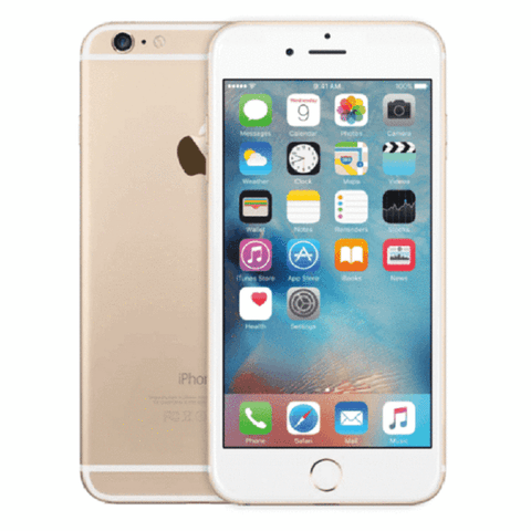 Refurbished Apple iPhone 6 Plus in gold front and rear view