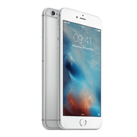 Refurbished Apple iPhone 6 Plus in silver side front and rear view