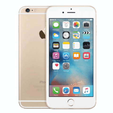 Refurbished Apple iPhone 6 in gold front and rear view